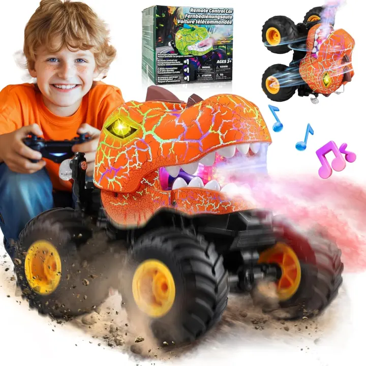 1:20 Remote Control Monster Truck — Lights, Music & Spray Stunt Toy