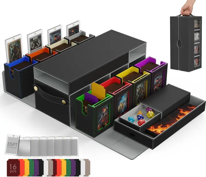 10-in-1 MTG Modular Deck Box — 8 Deck Slots + Dice Trays & Handle
