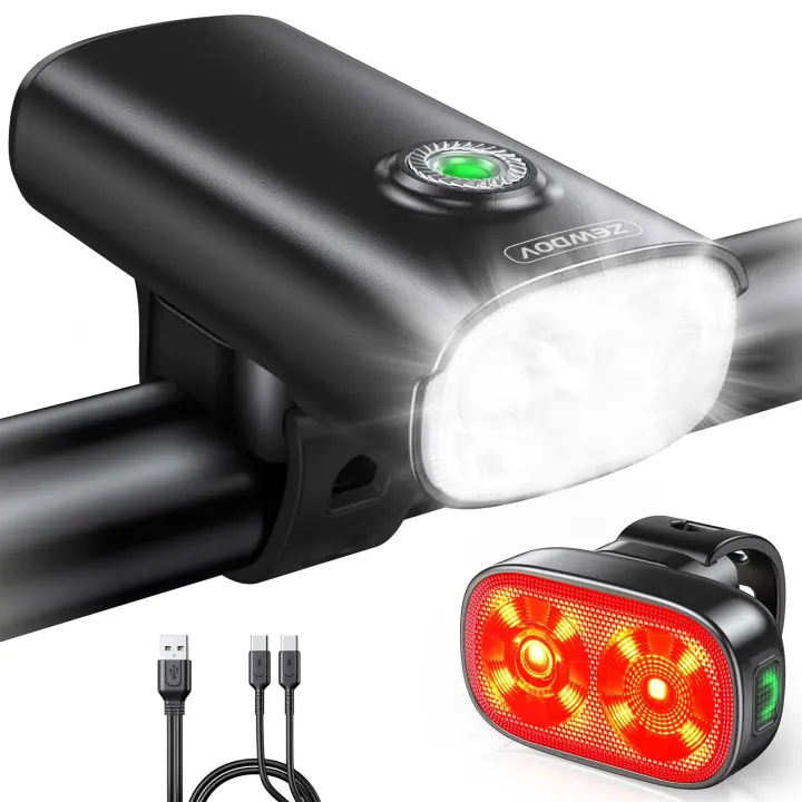 1000-Lumen Dual-Beam Bike Light Set — Front Spotlight & Rear Taillight