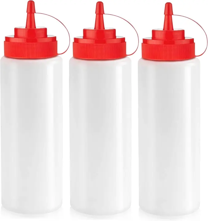 12 oz Condiment Squeeze Bottles — 3-Pack Leakproof Sauce Dispensers