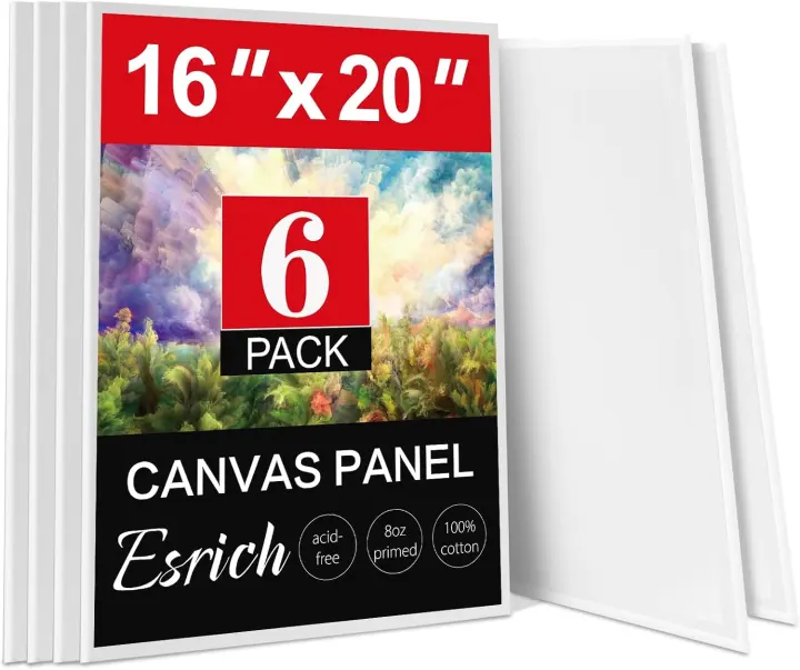 16x20 Cotton-Primed Canvas Panels — Pack of 6 Painting Boards