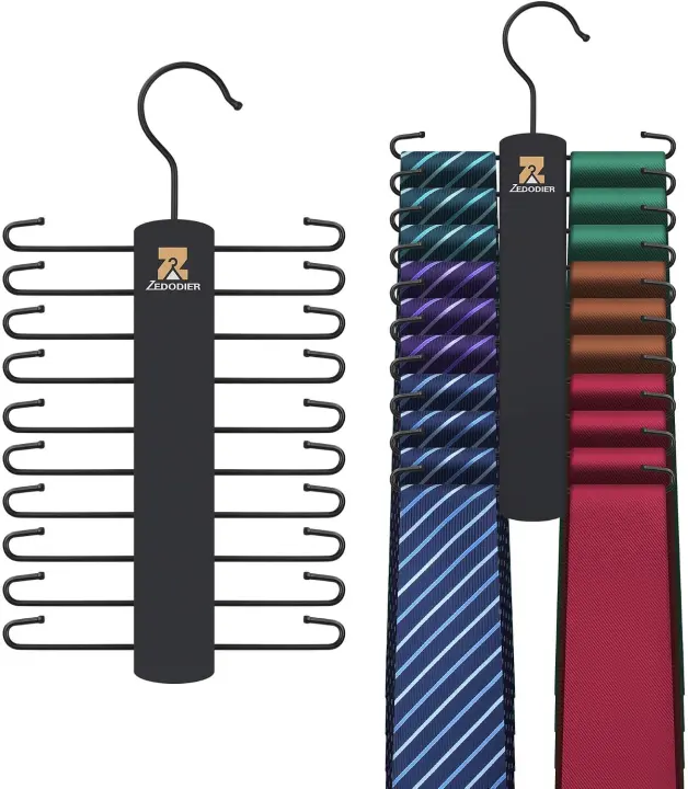 2-Pack Rotating Tie Hangers — 40-Hook Closet Tie Organizer