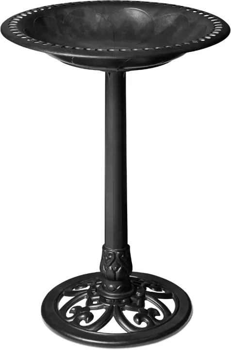 28in Outdoor Resin Pedestal Bird Bath — Weather‑Resistant Garden Bath