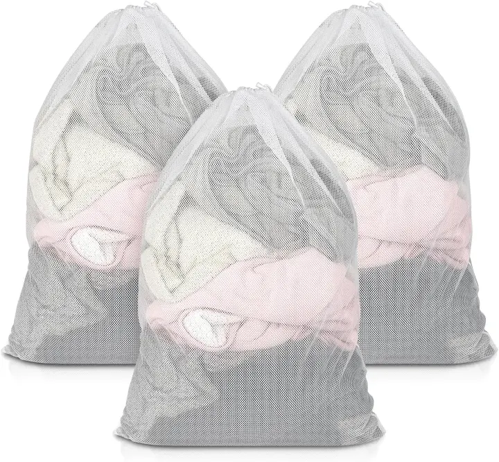 3-Pack 23 x 34 in Mesh Laundry Bags with Locking Drawstrings