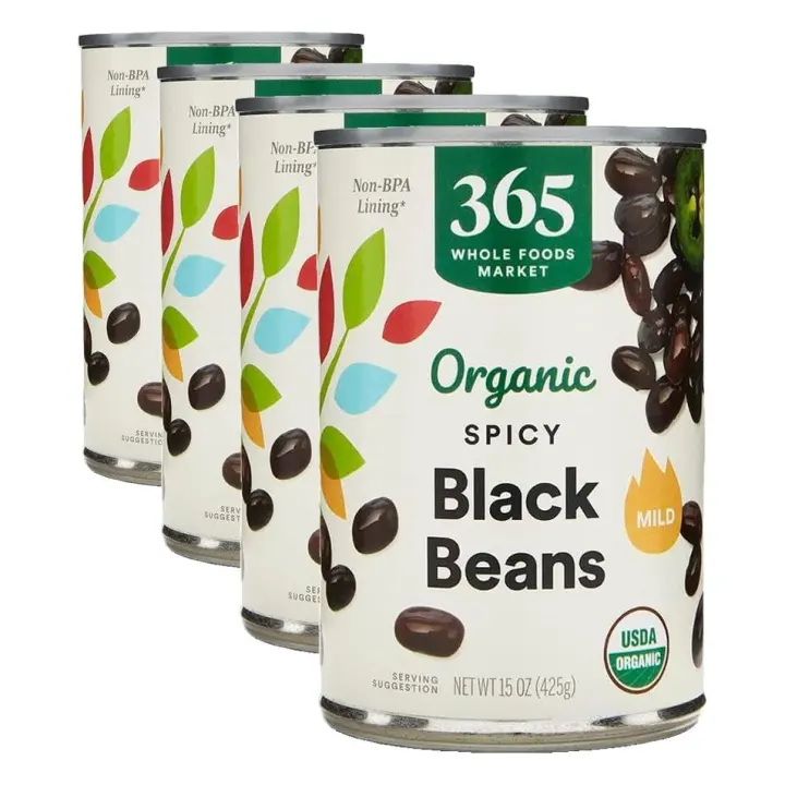 365 Organic Spicy Black Beans — 15 oz Cans (Pack of 4)