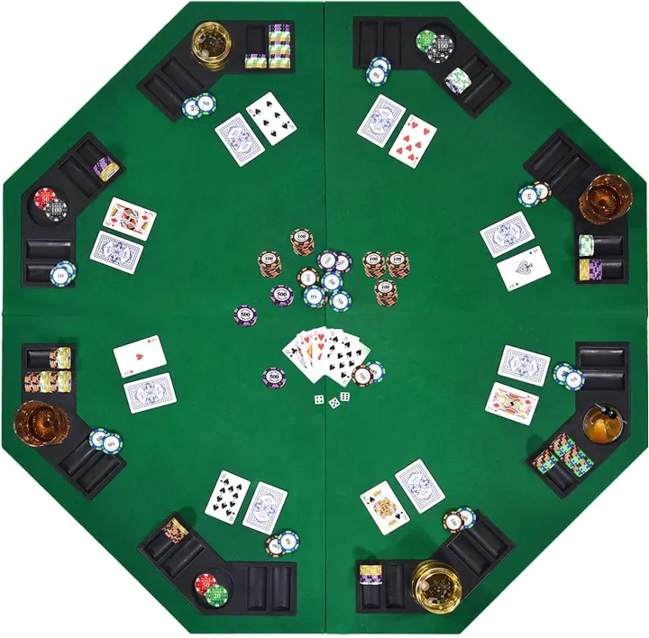 48-Inch 8-Player Foldable Poker Table Top with Cup Holders