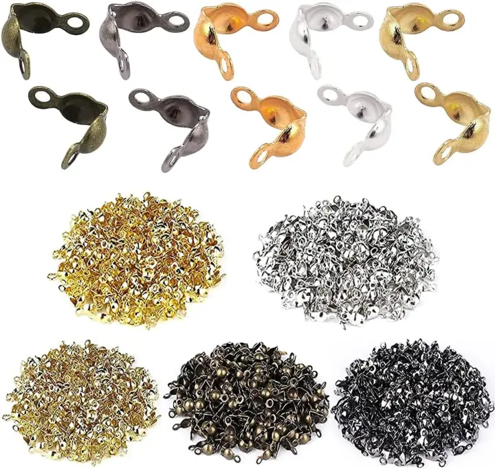 500-Piece Crimp Bead End Caps — 5-Color Metal Knot Covers