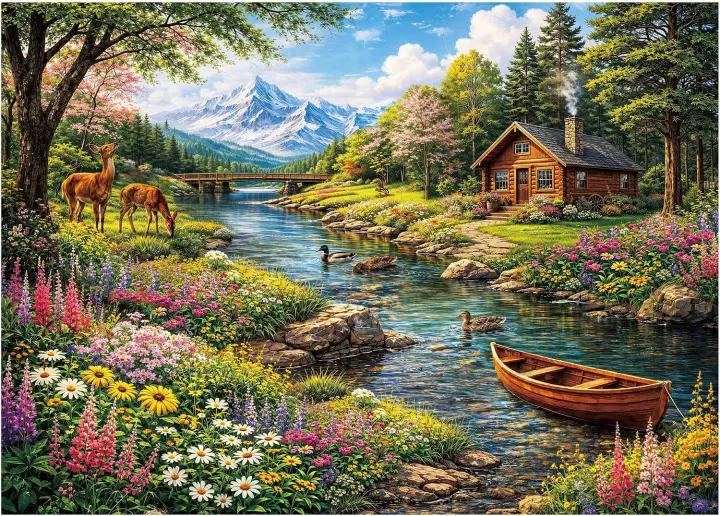500-Piece Scenic Cabin Jigsaw Puzzle — Nature Landscape Puzzle
