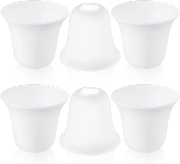 6-Pack Frosted White Bell Glass Lamp Shades — 1-5/8" Fitter Replacement