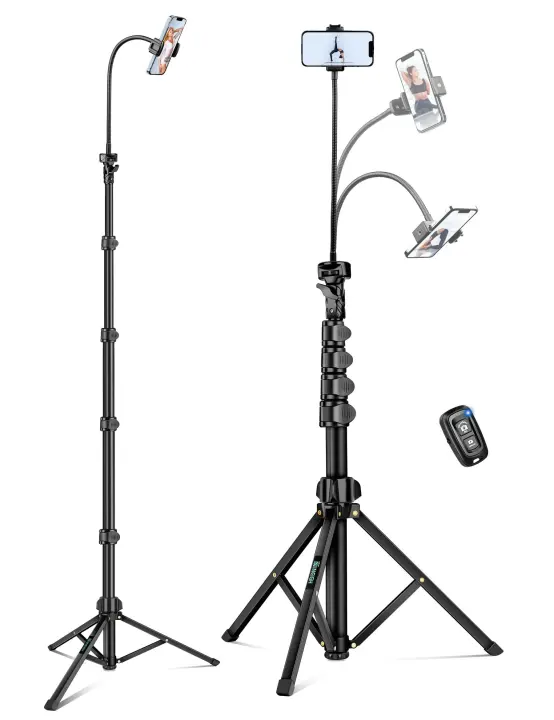 85" Gooseneck Phone & Camera Tripod — Tall Aluminum Stand