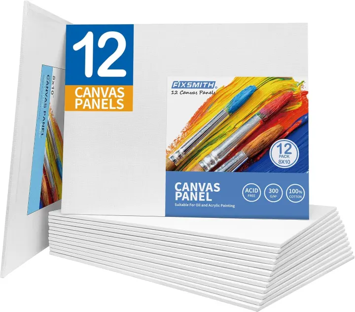 8x10 Cotton Canvas Boards — 12-Pack Primed Painting Panels