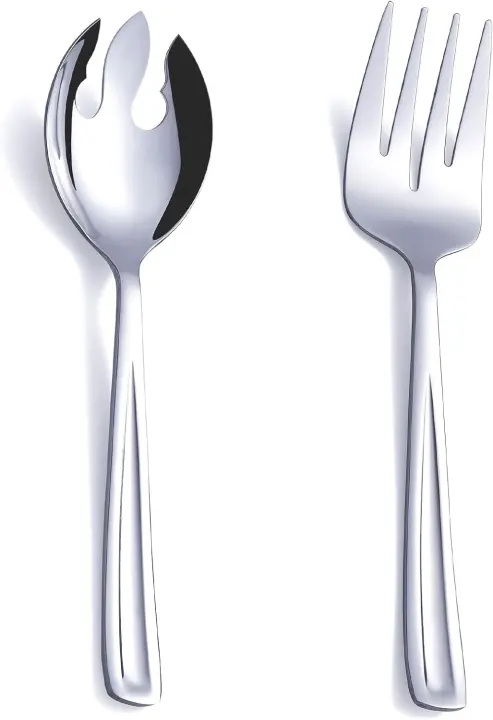 9.5-inch Stainless Steel Salad Server Set — 2-Piece Spoon & Fork