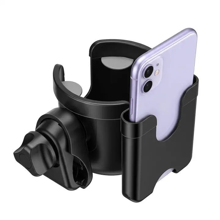 Adjustable Universal Stroller Cup & Phone Holder with Clamp