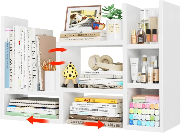 Adjustable White Desktop Organizer Shelf — Multi-Level Desk Storage