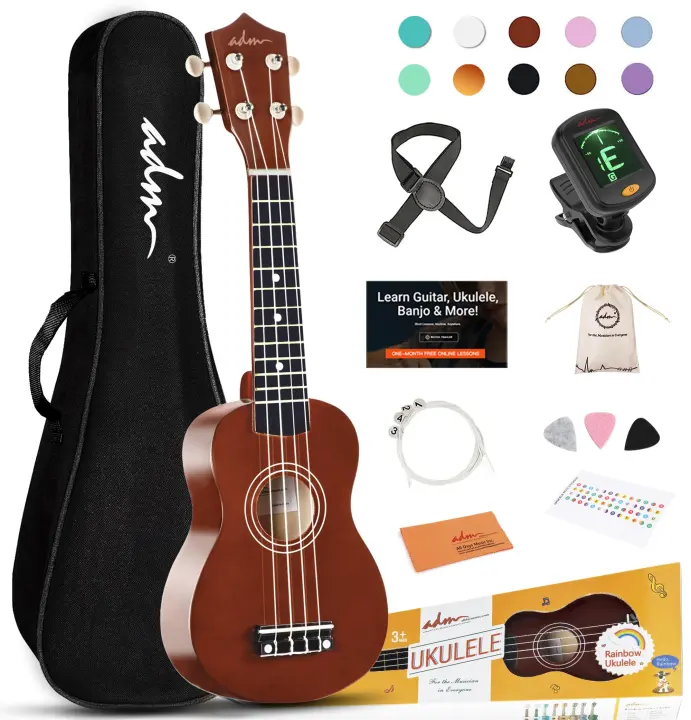 ADM 21" Soprano Ukulele Beginner Bundle with Accessories