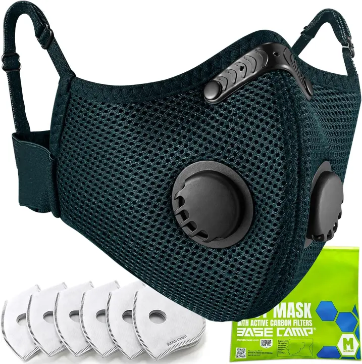 BASE CAMP Family Pack Reusable Dust Mask Respirator with 6 Carbon Filters