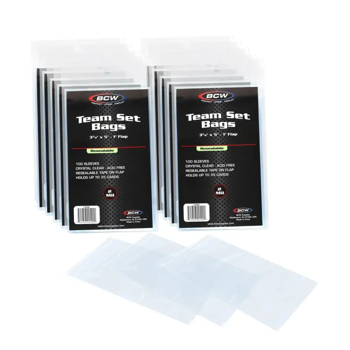 BCW Resealable Team Bags for Trading Cards — 1000 Count