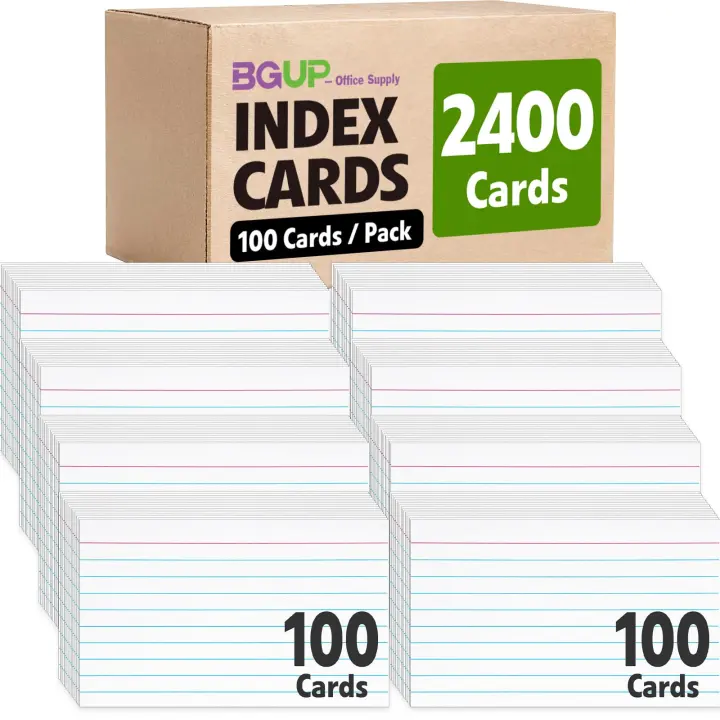 BGUP 2400-Pack 3x5 Lined Index Cards — Bulk Flashcards for Study