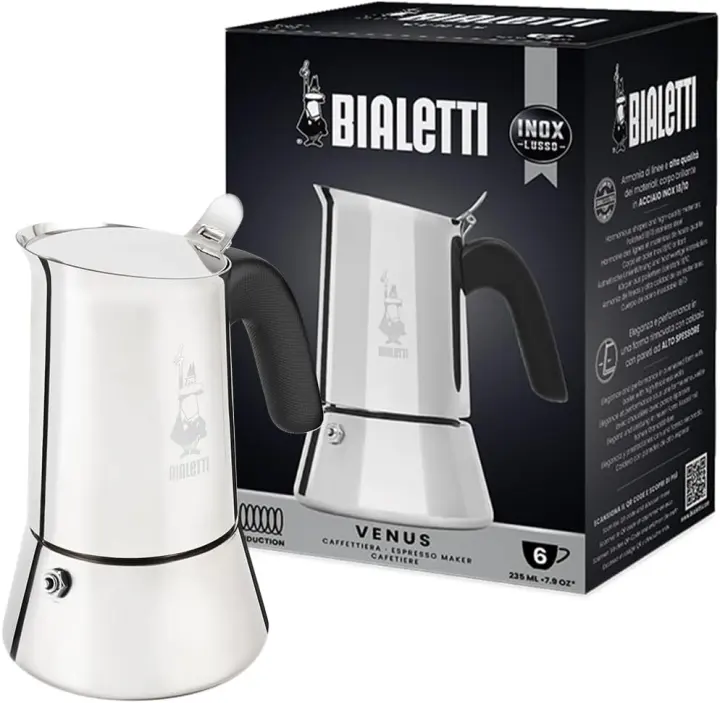 Bialetti Venus Induction Stovetop Espresso Maker — 6-Cup Stainless