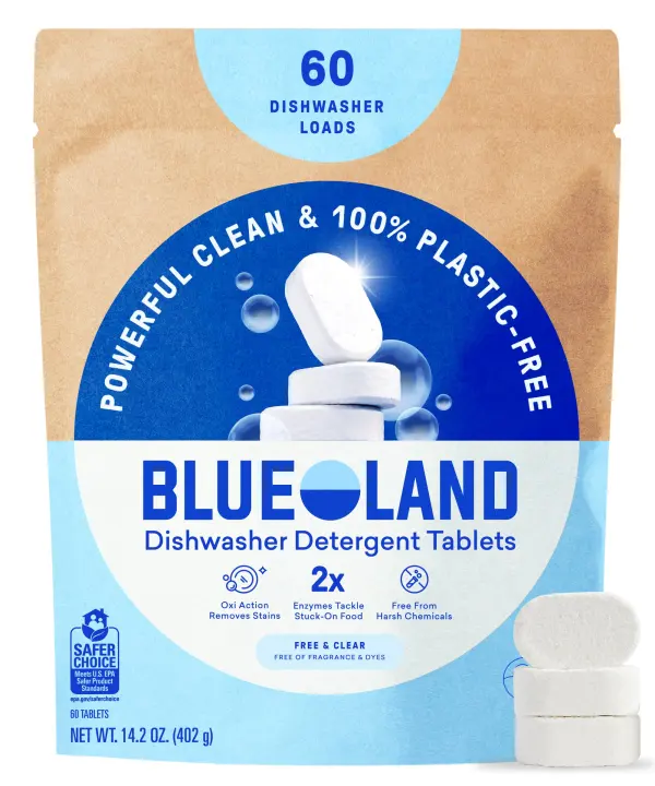 BLUELAND Dishwasher Detergent Tablets — 60 Count, Free & Clear