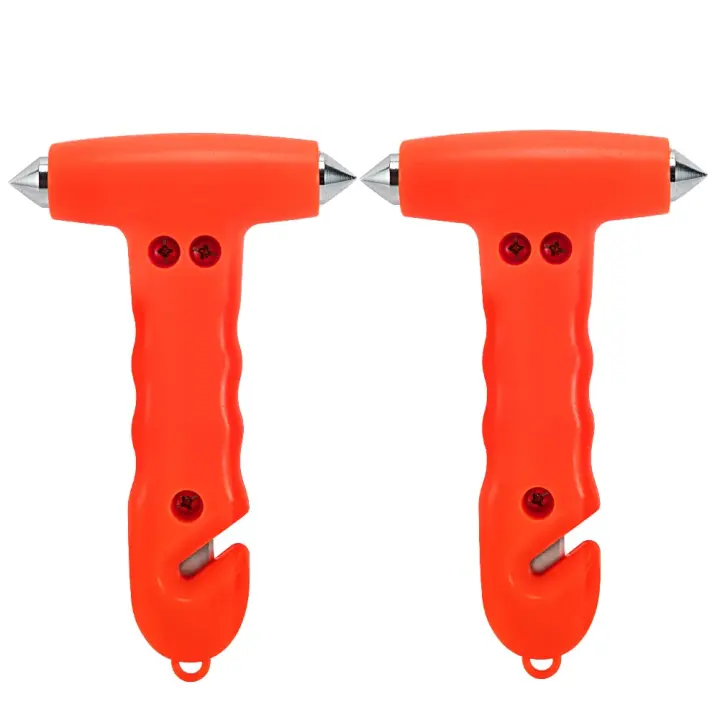 Car Emergency Escape Hammer — 2-Pack Red Window Breaker & Seatbelt Cutter