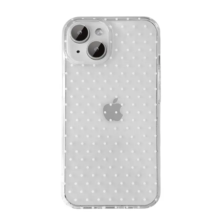 Clear Polka-Dot iPhone 15 Case — Slim TPU Frame with Hard PC Back