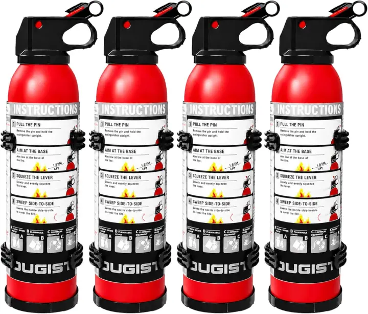 Compact ABC Dry Chemical Fire Extinguishers — 4-Pack (1.32 lb Each)