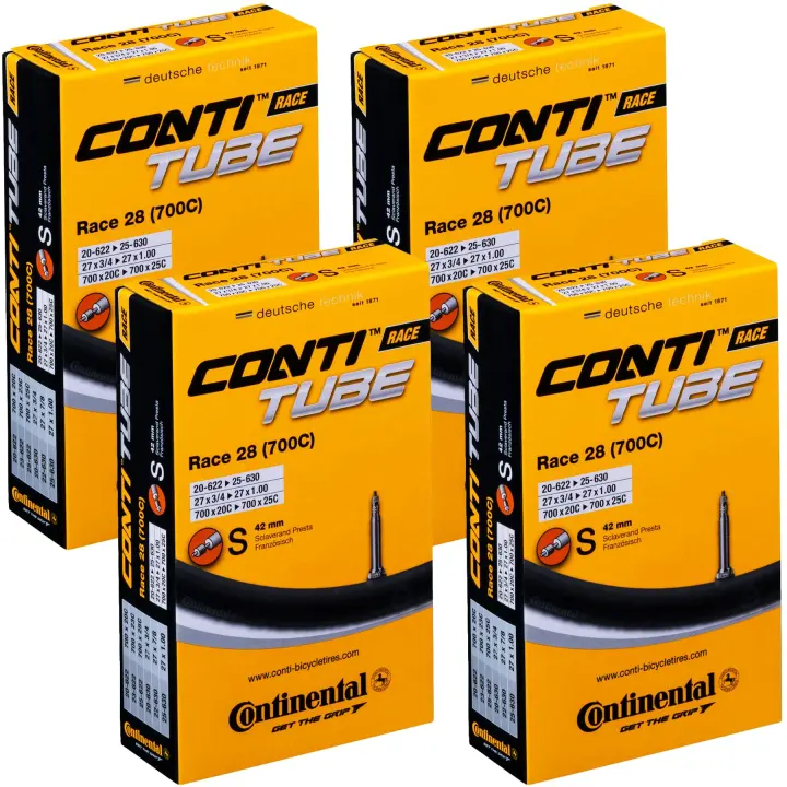 Continental Race 28 Road Inner Tubes 700x20-25c — 42mm Presta, 4-Pack
