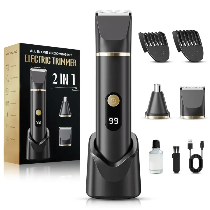 Cordless Men's Beard Trimmer & Hair Clipper — IPX7 Waterproof, 90 Min