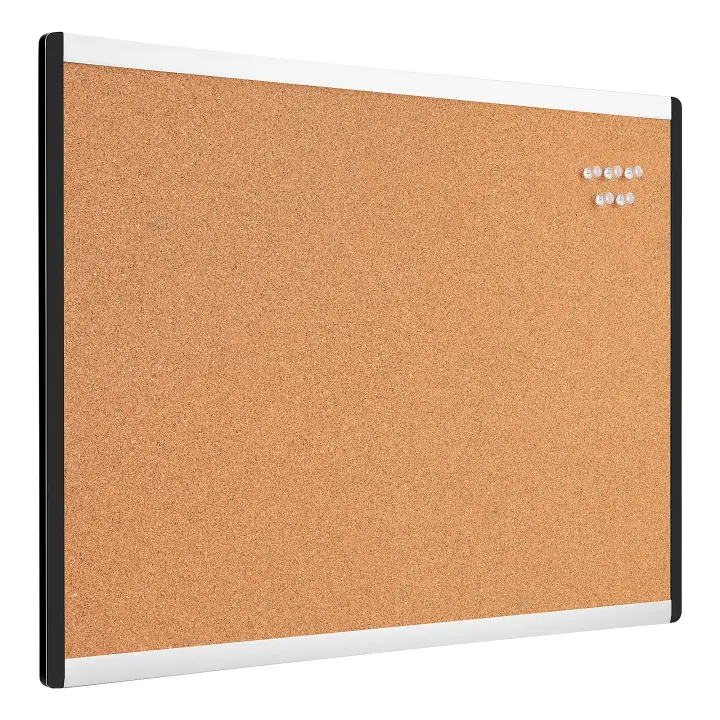 Cork Bulletin Board, 23 x 17 in., Aluminum/Plastic Frame
