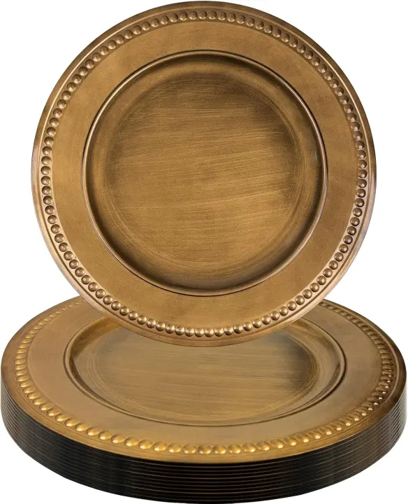 DaCakeWS Gold Charger Plates — Set of 8, 13-Inch Plastic Chargers
