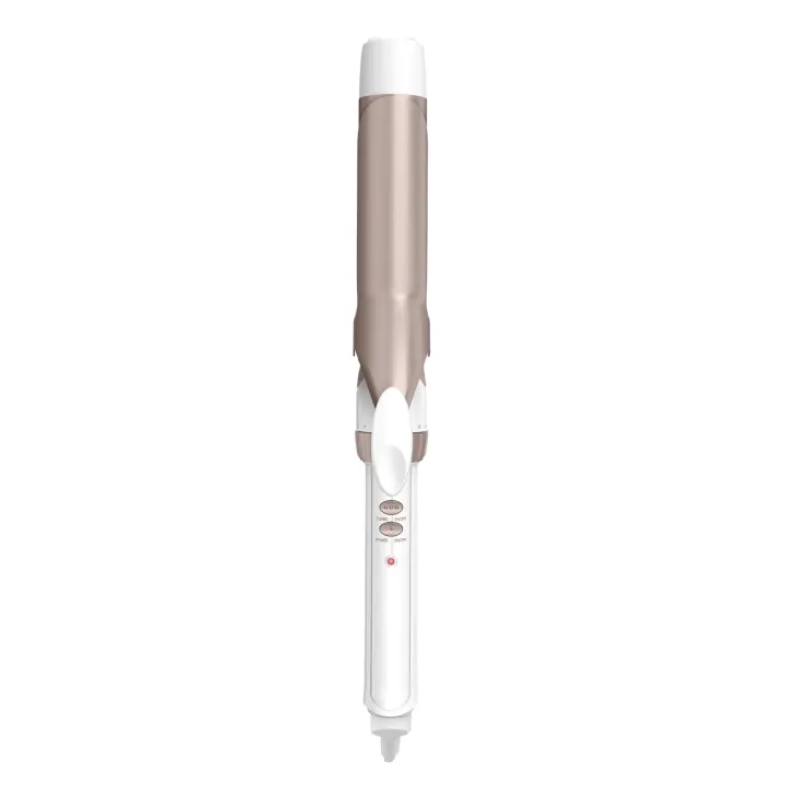 Double Ceramic Long-Barrel Curling Iron — 1.25-inch Barrel, White/Rose Gold