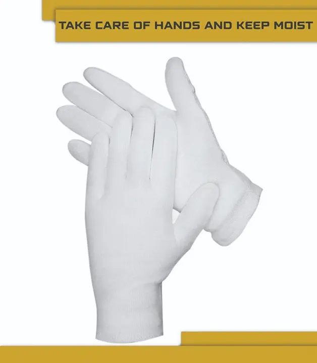DOVORTEX White Cotton Gloves — 12-Pack Care & Inspection Gloves