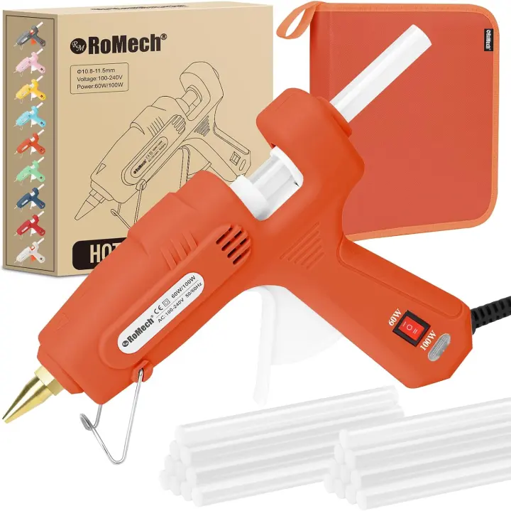 Dual-Temp Full-Size Hot Glue Gun Kit — 60/100W with Copper Nozzle