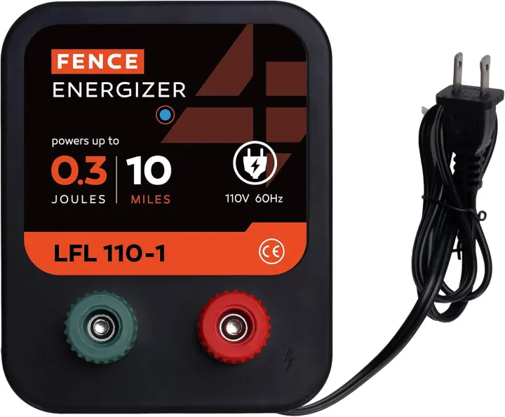 Electric Fence Energizer (0.3 J AC) — 5100V, 10-Mile / 40-Acre Range