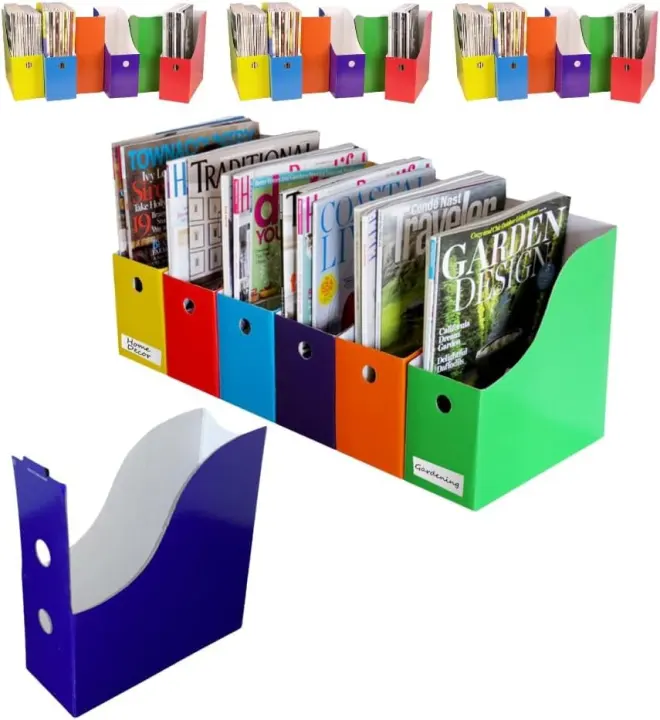 Evelots Magazine File Holders — 24-Pack Multicolor Cardboard Organizers
