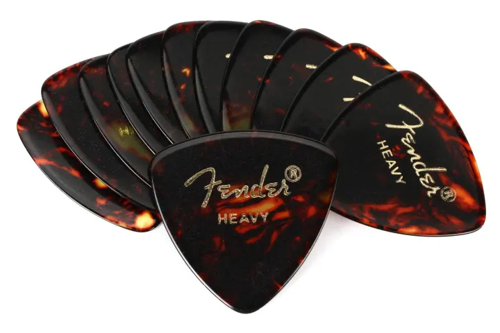 Fender Celluloid 346 Guitar Picks — Tortoiseshell Heavy, 12-Pack