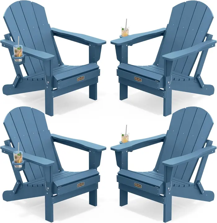 Folding Adirondack Chair Set of 4 — HIPS Outdoor Patio Chairs