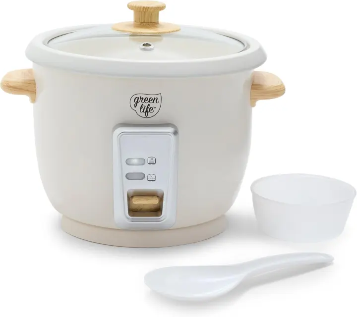 GreenLife Compact Ceramic Rice Cooker — 3-Cup Uncooked / 6-Cup Cooked