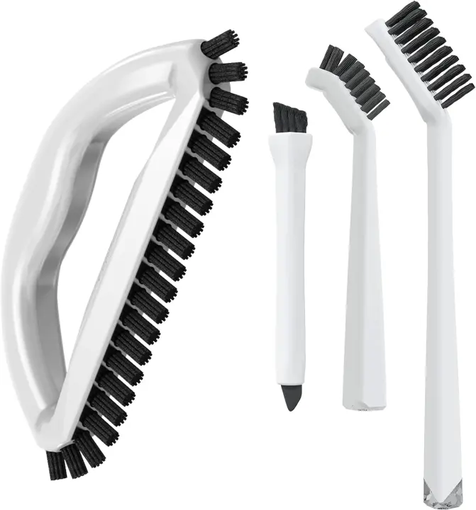 Grout Scrub Brush Set — 4-Piece Heavy-Duty Cleaning Brushes