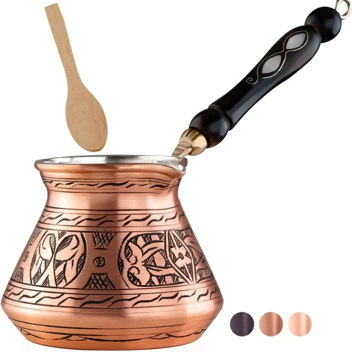 Handmade Copper Turkish Coffee Pot (Cezve) — 18 oz, Tin-Lined