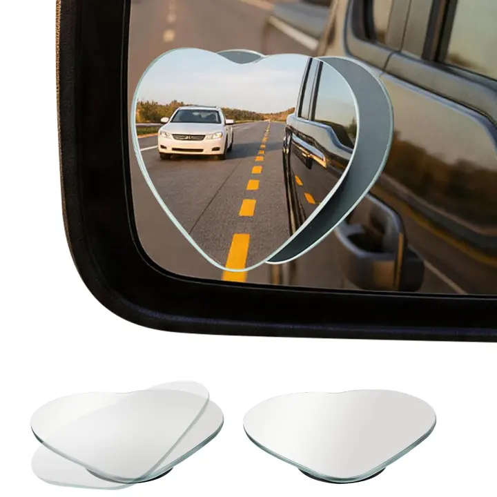Heart-Shaped Blind Spot Mirrors — 2-Pack Frameless Convex Glass