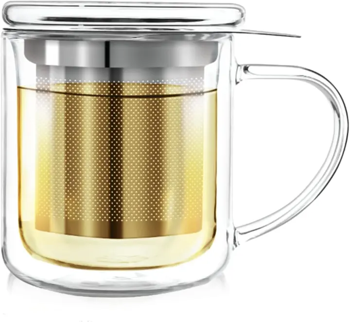 Insulated Personal Tea Maker — Borosilicate Glass Infusion Mug (8 oz)