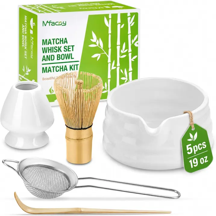 Japanese Matcha Whisk Set — 5-Piece Tea Kit with 19 oz Bowl