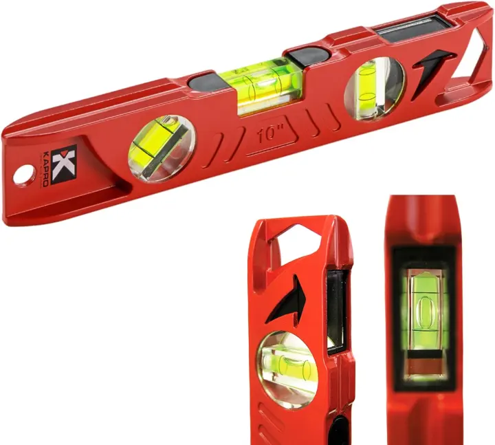 Kapro 923 Professional Cast-Aluminum Torpedo Level with Dual-View Plumb