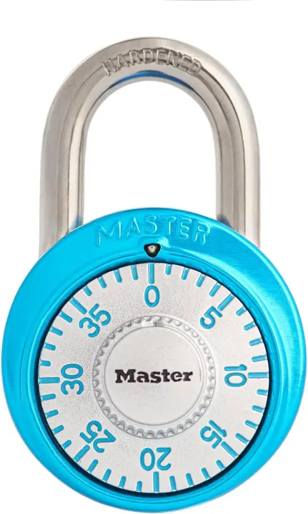Master Lock 3-Digit Combination Padlock — Light Blue Gym & School Lock