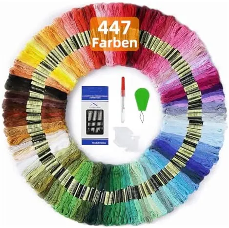 Maxee 447-Color Embroidery Floss Kit with Tools — Threads for Cross Stitch & Crafts