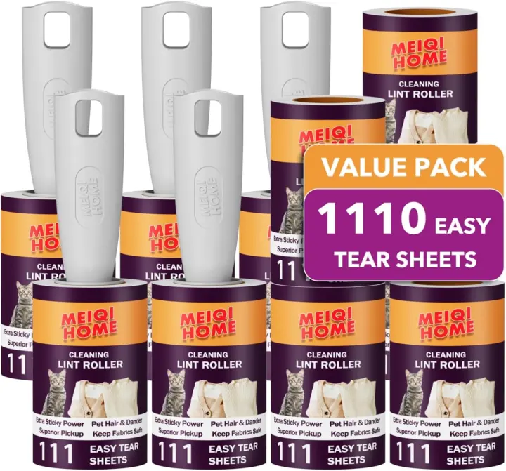 MEIQIHOME Extra-Sticky Pet Hair Lint Rollers — Mega 1110-Sheet Kit