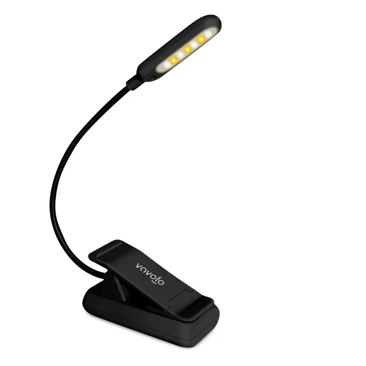 Rechargeable 7-LED Clip-On Book Light — 9 Color Temperatures