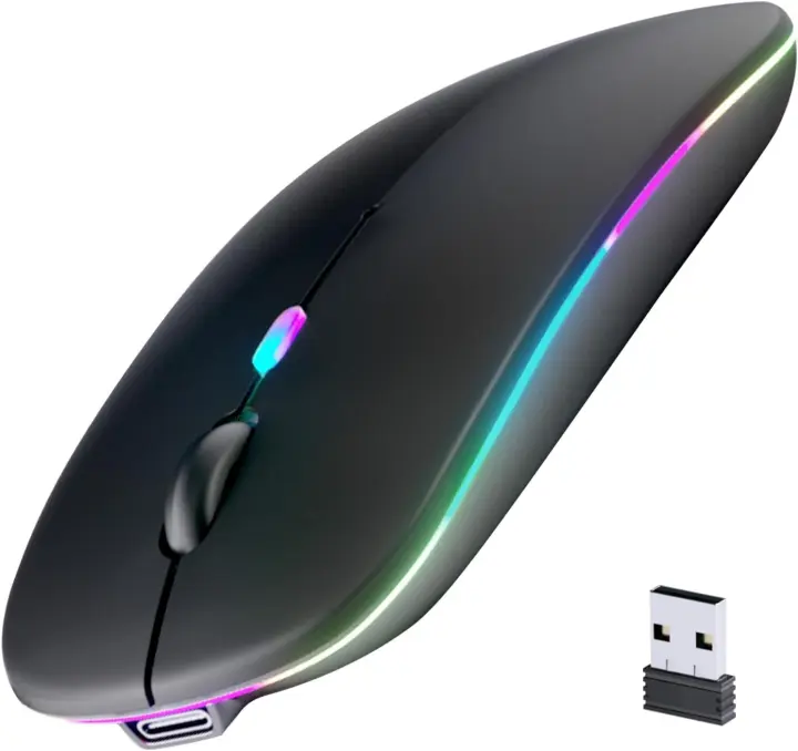 Rechargeable Silent Bluetooth & 2.4GHz USB Wireless Mouse — Compact Ergonomic